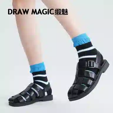 缎魅 舒适百搭复古条纹个性中筒袜 女款