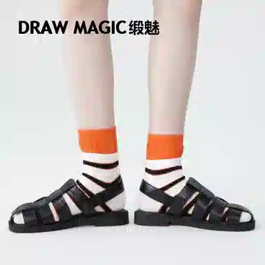 缎魅 舒适百搭复古条纹个性中筒袜 女款