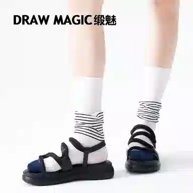 缎魅 假两件设计堆堆袜中筒袜 女款