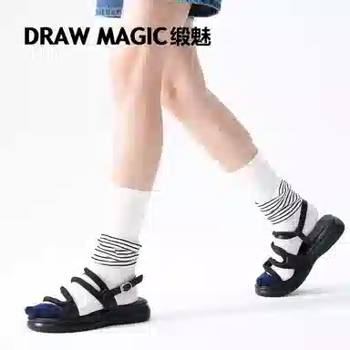 缎魅 假两件设计堆堆袜中筒袜 女款