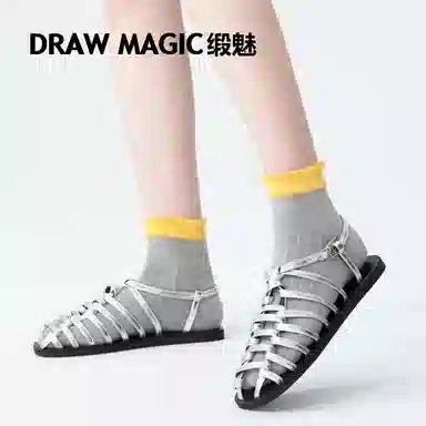 缎魅 撞色花边泡泡口中短袜 女款