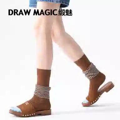 缎魅 假两件设计堆堆袜中筒袜 女款