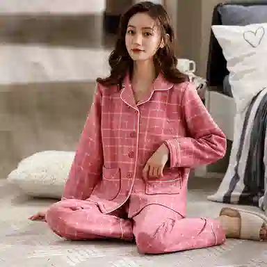 莫代尔 轻盈透气舒适柔软亲肤细腻保暖加厚休闲简约长袖长裤家居服可外穿睡衣套装 女款