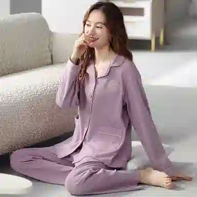 莫代尔 舒适柔软亲肤细腻轻盈透气个性百搭长袖长裤家居服可外穿睡衣套装 女款