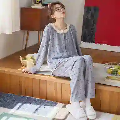 莫代尔 舒适柔软亲肤细腻保暖休闲简约个性时尚百搭长袖长裤家居服可外穿睡衣套装 女款