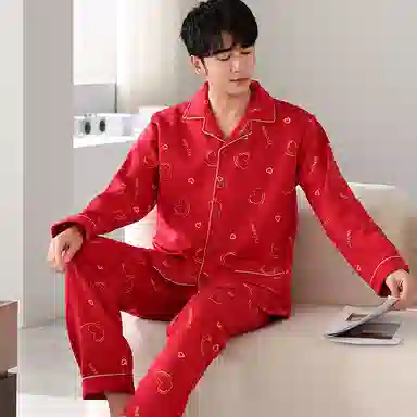 莫代尔 个性百搭耐磨耐穿翻领开衫轻盈亲肤柔软可外穿的家居服睡衣套装 男款