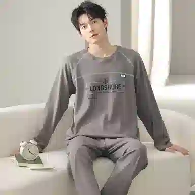 莫代尔 耐磨耐穿韩版舒适柔软亲肤细腻宽松不易起球家居服可外穿男士睡衣套装 男款