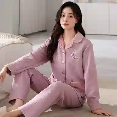 莫代尔 舒适个性慵懒时尚百搭宽松轻盈透气休闲简约长袖长裤家居服可外穿睡衣套装 女款