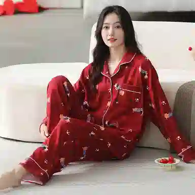 莫代尔 时尚百搭舒适柔软亲肤细腻长袖长裤家居服可外穿睡衣套装 男女同款