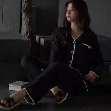 莫代尔 舒适柔软亲肤细腻翻领开衫个性时尚气质百搭不易起球家居服可外穿睡衣套装 女款