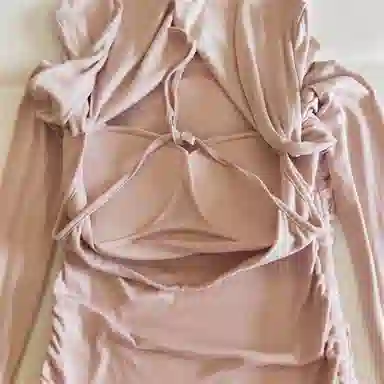 莫代尔 韩版休闲简约舒适轻柔细腻长袖裙宽松显瘦自带胸垫防凸点家居裙睡裙 女款