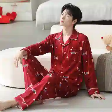 莫代尔 时尚百搭舒适柔软亲肤细腻长袖长裤家居服可外穿睡衣套装 男女同款