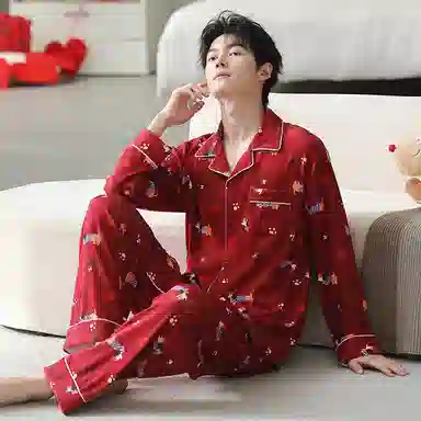 莫代尔 时尚百搭舒适柔软亲肤细腻长袖长裤家居服可外穿睡衣套装 男女同款