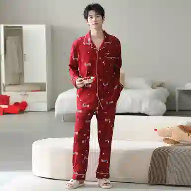 莫代尔 时尚百搭舒适柔软亲肤细腻长袖长裤家居服可外穿睡衣套装 男女同款