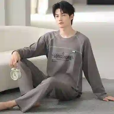 莫代尔 耐磨耐穿韩版舒适柔软亲肤细腻宽松不易起球家居服可外穿男士睡衣套装 男款