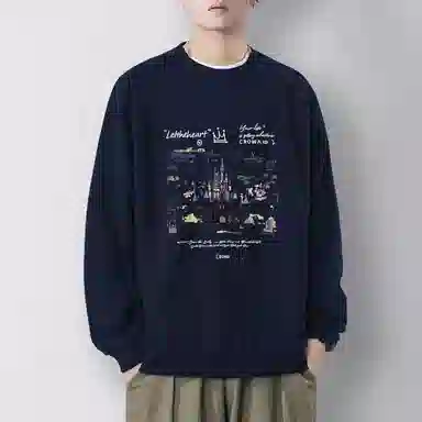 莫代尔 秋冬百搭个性简约美式街头风舒适嘻哈潮流加大码数卫衣打底衣 男女同款