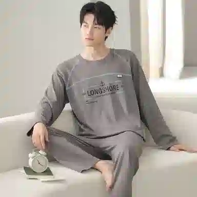 莫代尔 耐磨耐穿韩版舒适柔软亲肤细腻宽松不易起球家居服可外穿男士睡衣套装 男款