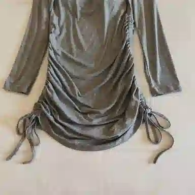 莫代尔 韩版休闲简约舒适轻柔细腻长袖裙宽松显瘦自带胸垫防凸点家居裙睡裙 女款