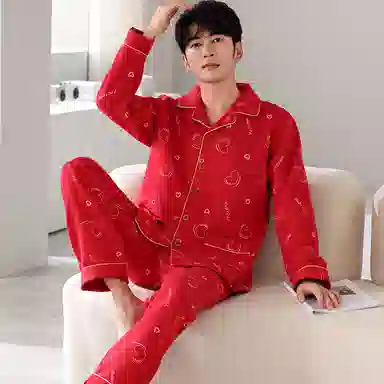 莫代尔 个性百搭耐磨耐穿翻领开衫轻盈亲肤柔软可外穿的家居服睡衣套装 男款