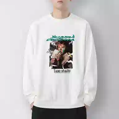 莫代尔 秋冬慵懒显瘦简约嘻哈高街街头风大码长袖卫衣打底衣 男女同款