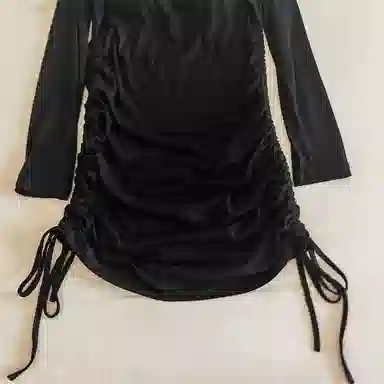 莫代尔 韩版休闲简约舒适轻柔细腻长袖裙宽松显瘦自带胸垫防凸点家居裙睡裙 女款