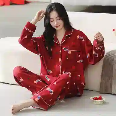 莫代尔 时尚百搭舒适柔软亲肤细腻长袖长裤家居服可外穿睡衣套装 男女同款