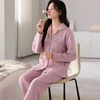 莫代尔 舒适个性慵懒时尚百搭宽松轻盈透气休闲简约长袖长裤家居服可外穿睡衣套装 女款