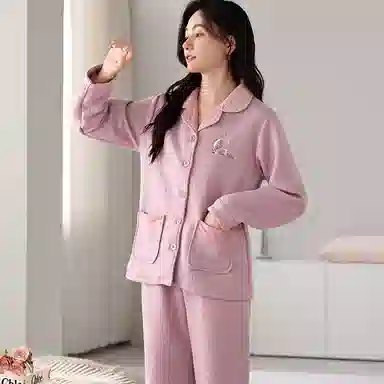 莫代尔 舒适个性慵懒时尚百搭宽松轻盈透气休闲简约长袖长裤家居服可外穿睡衣套装 女款