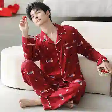 莫代尔 时尚百搭舒适柔软亲肤细腻长袖长裤家居服可外穿睡衣套装 男女同款