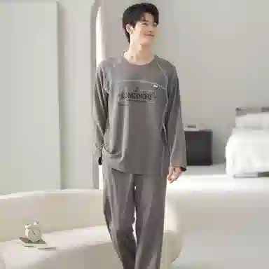 莫代尔 耐磨耐穿韩版舒适柔软亲肤细腻宽松不易起球家居服可外穿男士睡衣套装 男款