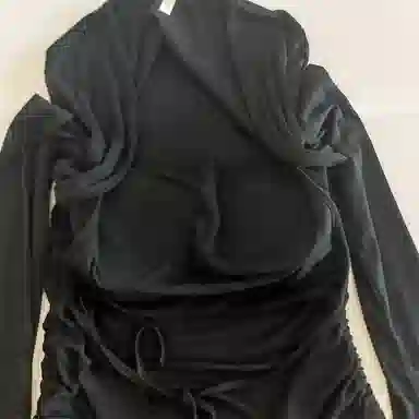 莫代尔 韩版休闲简约舒适轻柔细腻长袖裙宽松显瘦自带胸垫防凸点家居裙睡裙 女款