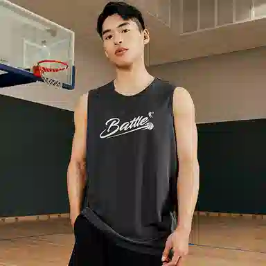 乔丹 速干透气 字母印花休闲薄款 时尚训练比赛 圆领套头篮球背心 男款 铁灰色