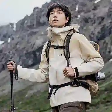 乔丹  山神系列 纯色连帽单层  防水防风透气冲锋衣 男款 奶油白/桦木色