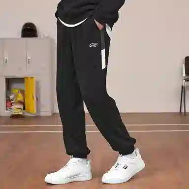 乔丹 质燥 复古学院风宽松透气系带束脚针织运动裤 男款 柏油灰