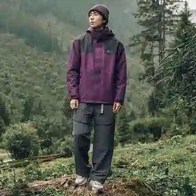 乔丹  山神系列 简约字母舒适休闲  防水防风防泼水三合一硬壳冲锋衣 男款 螺甸紫/黑色