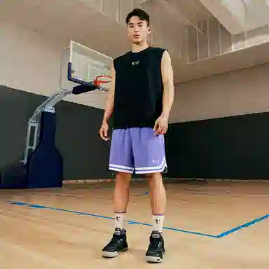 乔丹 美式网眼速干宽松五分篮球裤 男款 佩斯利紫