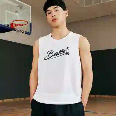 乔丹 速干透气 字母印花休闲薄款 时尚训练比赛 圆领套头篮球背心 男款 乔丹白