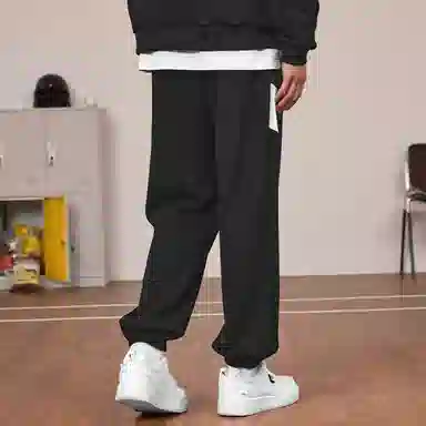 乔丹 质燥 复古学院风宽松透气系带束脚针织运动裤 男款 柏油灰