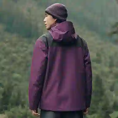 乔丹  山神系列 简约字母舒适休闲  防水防风防泼水三合一硬壳冲锋衣 男款 螺甸紫/黑色