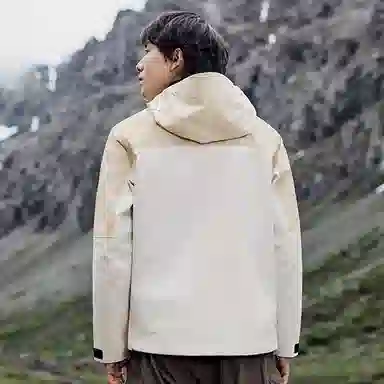 乔丹  山神系列 纯色连帽单层  防水防风透气冲锋衣 男款 奶油白/桦木色