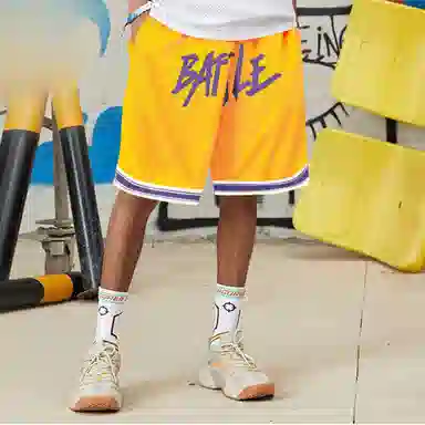 乔丹 休闲运动 薄款 美式透气 五分篮球裤 男女同款 琉璃黄