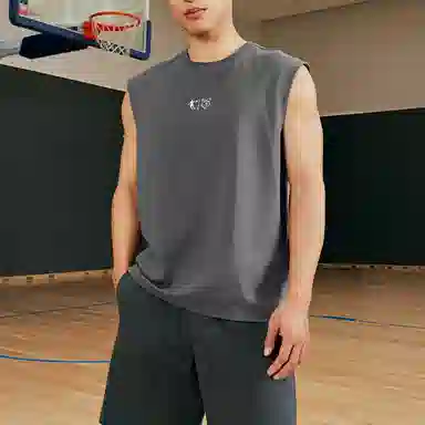 乔丹 纯色运动套头无袖篮球背心 男款 板岩灰