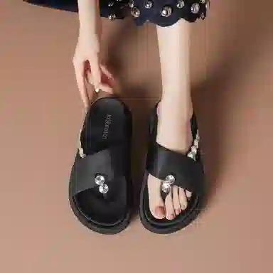 波尔谛奇 厚底舒适潮流时尚 精致外穿 防磨人字拖鞋 女
