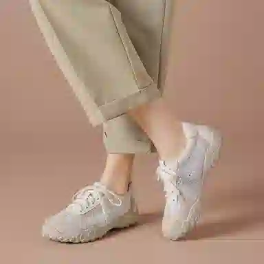 波尔谛奇 绒面革织物 显瘦百搭软底德训鞋 轻便增高 低帮 生活休闲鞋 女款