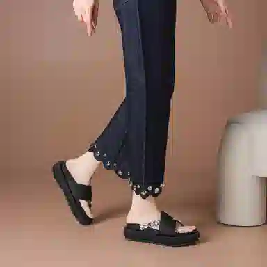 波尔谛奇 厚底舒适潮流时尚 精致外穿 防磨人字拖鞋 女