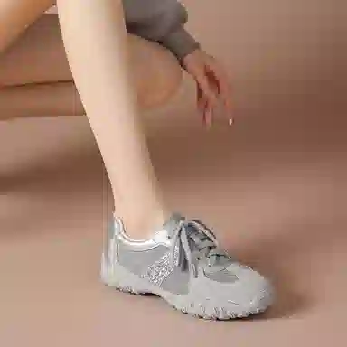 波尔谛奇 绒面革织物 显瘦百搭软底德训鞋 轻便增高 低帮 生活休闲鞋 女款