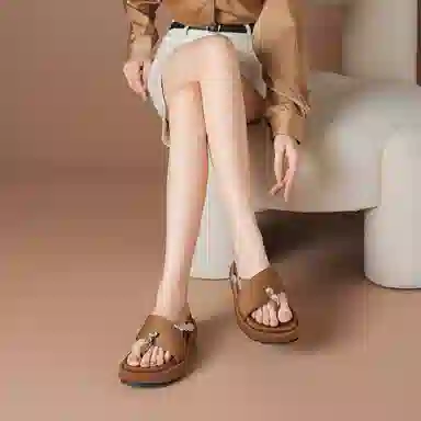 波尔谛奇 厚底舒适潮流时尚 精致外穿 防磨人字拖鞋 女