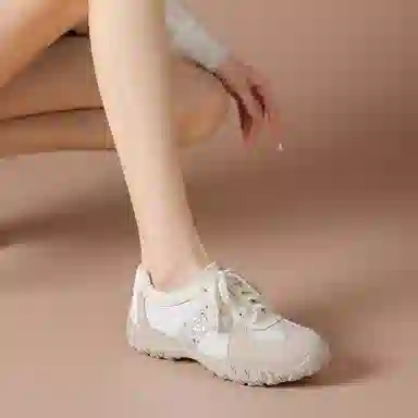 波尔谛奇 绒面革织物 显瘦百搭软底德训鞋 轻便增高 低帮 生活休闲鞋 女款