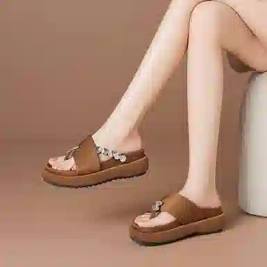 波尔谛奇 厚底舒适潮流时尚 精致外穿 防磨人字拖鞋 女