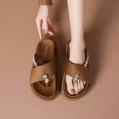 波尔谛奇 厚底舒适潮流时尚 精致外穿 防磨人字拖鞋 女